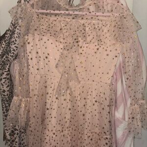 Pink Dress with Gold Star Pattern